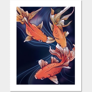 swimming goldfish Posters and Art